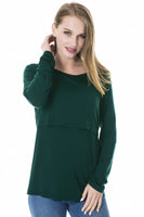 1 x RAW Customer Returns Smallshow Women s Nursing Shirt Long Sleeve Maternity Shirt Pack of 3, Black Grey Deep Green, M - RRP €44.99