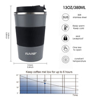 1 x RAW Customer Returns Tlater coffee mug to go, 380 ml thermal mug, insulated mug with leak-proof lid, vacuum double-walled travel mug, stainless steel travel mug for coffee and tea, keeping hot and cold gray  - RRP €13.99