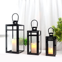 1 x RAW Customer Returns TRIROCKS Stainless Steel Decorative Lantern 30cm High Metal Candle Holder with Clear Glass Panels Perfect for Home Decor Living Room Parties Events Table Top Indoor Outdoor Matte Black  - RRP €32.62