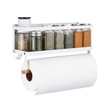 1 x RAW Customer Returns KES Spice Rack Kitchen Shelf Magnets Kitchen Magnetic Shelf Fridge Shelf Spice Storage Wall Hanging Shelf No Drilling with Kitchen Roll Holder Organizer White, KRR501A-WH - RRP €24.19