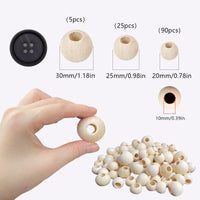 1 x RAW Customer Returns Wooden balls with hole 120pcs, wooden beads for threading large, 20 25 30mm macrame beads, macrame wooden beads, wooden beads for DIY jewelry making home improvement crafts, loose beads - RRP €12.1