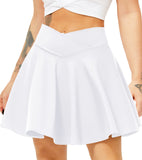 1 x RAW Customer Returns TZLDN Skater Skirt with Shorts - Women s Basic Solid Bell Skirt Tennis Skort Running Skirt Mini Skirt Trouser Skirt Summer Skirt A02 White-Flare M - RRP €22.99