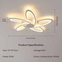 1 x RAW Customer Returns LED Ceiling Light 70cm 60W 6700lm White Living Room Ceiling Light with 5 Lamps Warm Light 3000K Modern Flower Shape Ceiling Lamp for Bedroom Dining Room Office - RRP €20.4