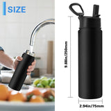 1 x RAW Customer Returns Stainless Steel Drinking Bottle with Straw 700ml 940ml Insulated Water Bottle Leakproof Bicycle Drinking Bottle BPA Free Sports Drinking Bottles for Outdoor Camping Hiking Fitness 700ml, Black  - RRP €20.16