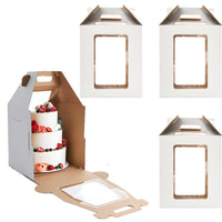 1 x RAW Customer Returns TAZZOR 4 pieces of cardboard cake boxes in 3 sizes to choose from - cake boxes with handle, stable and visible - cake transport boxes - cake boxes and cake containers 16 16 18 inch  - RRP €49.88