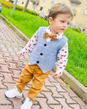 1 x RAW Customer Returns Volunboy Elegant Child Suit Shirts Bow Tie Vest Trousers, Boy Clothing 4 Pieces Gentleman Wedding Ceremony 9-12 months, Fox, Size 73  - RRP €34.42