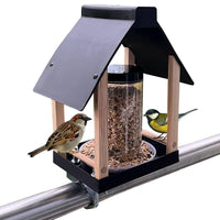 1 x RAW Customer Returns STAFECO bird feeder bird house for balcony weatherproof feeder handmade garden birds in the garden balcony bracket with a size of 30 to 60 mm. Black balcony bracket size up to 60  - RRP €25.1