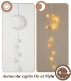 1 x RAW Customer Returns Lewondr Indoor Fairy Lights, Rattan Moon Star Fairy Lights, Decorative Light with Timer Function, Decorative Hanger, Battery Operated LED Lights for Children s Room, Bedroom, Party, Ramadan Decoration, White - RRP €25.69