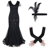 1 x RAW Customer Returns IBTOM CASTLE Cocktail Dress Women Party Dress Gatsby Costume Transparent Flapper 1920 V Neck Evening Dress Sequin Sleeveless Evening Art Decor Tango Latin Black M L - RRP €67.31