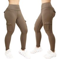 1 x RAW Customer Returns Nuofengkudu women s sports cargo leggings with pockets high waist stretch cargo pants tight pants push up sports leggings stretch jeggings gym fitness outdoor workout sports pants Y-coffee L - RRP €31.99