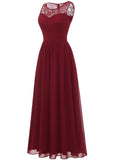 1 x RAW Customer Returns Dressystar 0046 Evening Dress Basic Chiffon Lace Sleeveless Bridesmaid Dresses Floor-Length Dark Red M - RRP €56.62