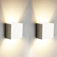 1 x RAW Customer Returns OOWOLF 2 Pieces LED Wall Light, 6W Up Down Indoor Wall Light Modern Aluminum Wall Lamp Lights for Living Room Bedroom Bathroom Kitchen Dining Room, Warm White - RRP €32.71