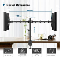 1 x RAW Customer Returns BONTEC monitor mount for 2 monitors for 13-27 inch flat curved screens, monitor desk mount, height adjustable, tiltable, swivelable, rotatable, 10 kg per arm, VESA 75x75 100x100, black - RRP €55.99