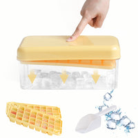 1 x RAW Customer Returns Ice Cube Tray with Lid Ice Cube Tray Freezer Ice Cube Maker with Container 60 Ice Cube Trays Easy Release Ice Cube Trays 2 Tiers, 1 Ice Bucket and Scoop Yellow - RRP €17.14