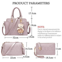 1 x RAW Customer Returns Pahajim Women s Fashion Handbag Set PU Leather Bag, 4pcs Bag Sets Includes Tote Bag Shoulder Bag Clutches Purse, for Work, Casual, Party Rose Gold  - RRP €37.99