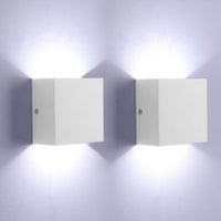 1 x RAW Customer Returns Glighone 2 Pieces LED Wall Light Indoor, 6W Up Down Indoor Wall Light Modern Aluminum Wall Light Lights Wall Lamp for Living Room Bedroom Kitchen Dining Room, Cold White, White - RRP €23.96