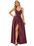 1 x Brand New Ever-Pretty Women s Adjustable Spaghetti Straps V-Neck Floor Length A-Line Wedding Dresses Burgundy 46EU - RRP €79.99