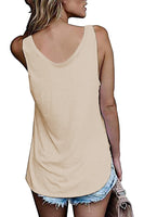 1 x Brand New FANGJIN Tank Top Women s Tee Shirt 100 Cotton Tank Top Long Women s Crop Top and Elegant Sleeveless V-Neck Large Size Chic Summer Loose Sport Clothing Sexy Tunic Khaki M - RRP €25.99