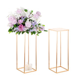 1 x RAW Customer Returns Sziqiqi 60cm Metal Golden Rectangular Vases with Plate Wedding Table - 2 Pack Tall Vase Flower Column Stand for Flower Arrangements, Large Flower Vases for Wedding Parties Street Guides - RRP €61.95