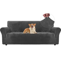 1 x RAW Customer Returns Ystyle velvet sofa cover 3 seater, stretch sofa cover, sofa protector non-slip, elastic couch cover, sofa cover with armrests, couch covers sofa protector cat couch throw, grey - RRP €36.68