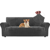 1 x RAW Customer Returns Ystyle velvet sofa cover 3 seater, stretch sofa cover, sofa protector non-slip, elastic couch cover, sofa cover with armrests, couch covers sofa protector cat couch throw, grey - RRP €36.68