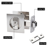 1 x RAW Customer Returns WOLFBIRD sliding door lock square pocket door lock with key invisible built-in door lock silver-66mm - RRP €18.14