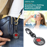 2 x Brand New Supcare Medical Alert Keychain Stainless Steel Circle ID Tag Keyring Women Men Adults Emergency Pendant Black - RRP €55.2