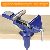 1 x RAW Customer Returns Table Vice with 360 Degree Rotating Base, Jaw Width 80mm, Table Clamp with Anvil for Woodworking, Crafts, Cutting, Drilling - Blue - RRP €24.0