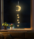 1 x RAW Customer Returns Lewondr indoor fairy lights, rattan moon stars fairy lights decorative light with timer function decorative hanging, battery-operated LED lights for children s room bedroom party Ramadan decoration, white - RRP €29.99