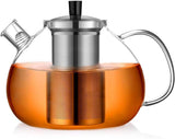 1 x RAW Customer Returns ecooe Original 2000ml Silver Glass Teapot Borosilicate Glass Tea Maker with Removable 18 8 Stainless Steel Strainer Rustproof Heat Resistant for Black Tea Green Tea Fruit Tea Scented Tea Tea Bags - RRP €31.99