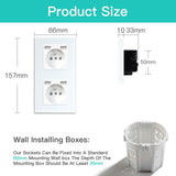 1 x RAW Customer Returns BSEED Wall Socket with Double USB 2.1A , 2 Gang, AC Outlets with Crystal Glass Panel, White, Built-in Socket with 2 USB Ports, Suitable for Smartphone, Tablet and MP3 - RRP €26.4