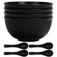 1 x RAW Customer Returns CSYY Pack of 4 pasta bowls, 750 ml unbreakable plastic bowl and spoon, food safe, lightweight, tableware, fruit, snack container, healthy camping bowl for children and adults - RRP €15.05