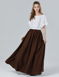 1 x RAW Customer Returns BEAUTELICATE Medieval Skirt Long Cotton Women Renaissance Skirt Clothing Victorian Steampunk Halloween Cosplay LARP Big Swing Skirt Maxi Long Skirt Brown, XL - RRP €33.99