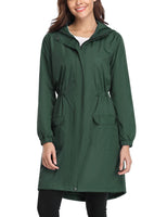 1 x RAW Customer Returns Gyabnw Women s Waterproof Jacket Long Lightweight Raincoat Coat with Zipper Drawstring Sports Windbreaker Coat Raincoat with Hood Wind Rain Quick Drying, Green-2, M - RRP €17.27