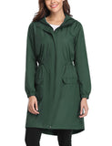 1 x RAW Customer Returns Gyabnw Women s Waterproof Jacket Long Lightweight Raincoat Coat with Zipper Drawstring Sports Windbreaker Coat Raincoat with Hood Wind Rain Quick Drying, Green-2, M - RRP €17.27