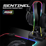 1 x RAW Customer Returns SPIRIT OF GAMER - SENTINEL - RGB multifunction gaming headphone stand - Compatible PC PS4 5 Xbox - 4 USB ports with 1 USB-C cable included - RGB 11 lighting effects - Detachable mouse cable guide - RRP €34.9