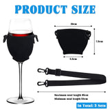 1 x Brand New 5pcs wine glass holder for hanging fabric, black wine glass holder for hanging, wine glass neck holder for birthday wedding picnic cup holder festival party - RRP €15.58