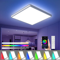 1 x RAW Customer Returns OTREN LED ceiling light dimmable 36W, square ceiling lamp with RGB color changing backlight, 3240LM flat panel lamp for bathroom, living room, bedroom, IP44, 30CM - RRP €40.79