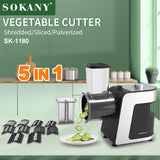 1 x RAW Customer Returns SOKANY 1000W electric vegetable cutter, 5 in 1 electric vegetable slicer, electric shredder with 5 interchangeable drum blades, cheese grater, easy to clean, grater for fruit and vegetables - RRP €75.62