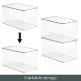 1 x Brand New mDesign Set of 4 Toy Storage Bins - Stackable Plastic Storage Box with Lid - Toy Container for Drawing and Craft Supplies for Bedroom - Clear - RRP €19.2