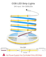 1 x RAW Customer Returns ALITOVE COB LED strip 24 V natural white 10 m light strip self-adhesive LED 4000 K 320 LEDs M not waterproof IP30 for DIY interior lighting home decoration without power supply and dimmer  - RRP €22.18