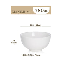 1 x RAW Customer Returns MALACASA, Regular Series, 4-piece porcelain cream white cereal bowl set, 750ml soup bowl, rice bowl, snack bowl, dessert bowl for salad, soups, ramen, fruit etc. 15.2x15.2x7.6cm - RRP €34.99