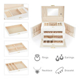 1 x RAW Customer Returns Mondeer jewelry box, 26 x 18.8 x 17.5 cm, jewelry box for women with 4 levels, PU leather jewelry storage lockable, with drawer and mirror, jewelry case for rings, earrings, necklace, white - RRP €37.06