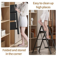 1 x RAW Customer Returns BAOYOUNI Step Ladder 3 Steps Foldable Household Ladder Non-Slip Step Ladder 20 cm Wide Steps Folding Step Load Capacity up to 330lbs, for Kitchen, Home, Office, Garage, DIY Painting, Black - RRP €90.74