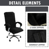 1 x RAW Customer Returns Velvet plush office chair cover with armrest, solid color, stretch cover for office chair, elastic chair covers, spandex office computer chair covers, removable for office chair, chair covers, cover, black, XL - RRP €24.95