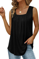 1 x Brand New NEYOUQE T-Shirt Women Tank Tops Women Square Collar Sleeveless Blouses Tunics For Women Solid Color Casual Ladies Tops Summer Black XL 48-50 - RRP €20.96