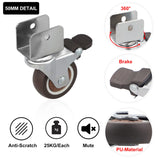 1 x RAW Customer Returns DBREAKS 4Pcs U-type furniture castors 50MM, plate opening 25MM, swivel castors for furniture with U-shaped bracket, swivel castors with brake, transport castors, swivel castors with screws, total load capacity 100KG - RRP €19.24