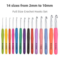 1 x RAW Customer Returns JOZEA , 9 pieces ergonomic crochet hook set with soft handle, 2.0 mm - 6.0 mm crochet hooks with non-slip thumb strips, for crochet beginners colorful  - RRP €9.06