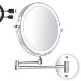 1 x RAW Customer Returns Amelar 8 Inch Makeup Mirror with Wall Mount, 3 Color Lights Adjustable Brightness USB Rechargeable, 1X 10X Magnification 360 Rotation Double-Sided Bathroom Mirror, for Bathroom and Hotel - RRP €37.86