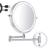 1 x RAW Customer Returns Amelar 8 Inch Rechargeable Wall Makeup Mirror with Light, 1X 10X Magnification Double Cosmetic Mirror with 3 Color Lights, 360 Rotation Extendable Suitable for Bathroom and Hotel - RRP €38.66